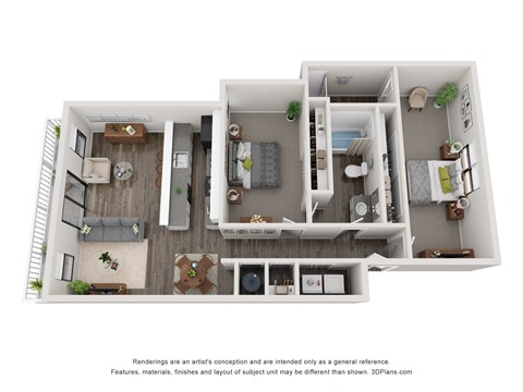 The element at 3900 apartments in GA photo of two bedroom floorplan